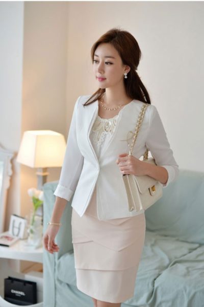 Đồng phục công sở – Áo vest nữ màu trắng 107