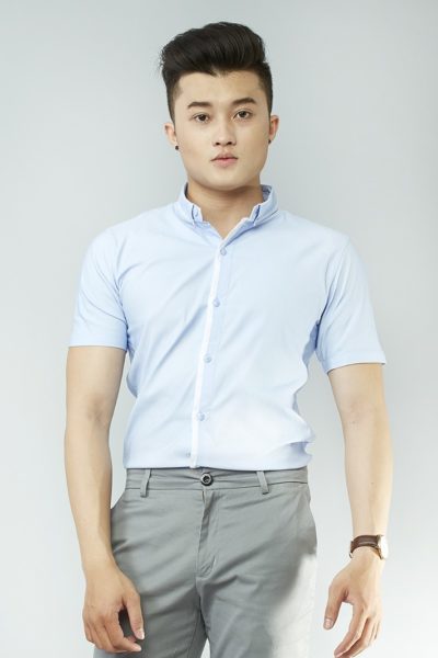 Đồng Phục Công Sở-Áo Sơ Mi Nam Ngắn tay Xanh Dương 109