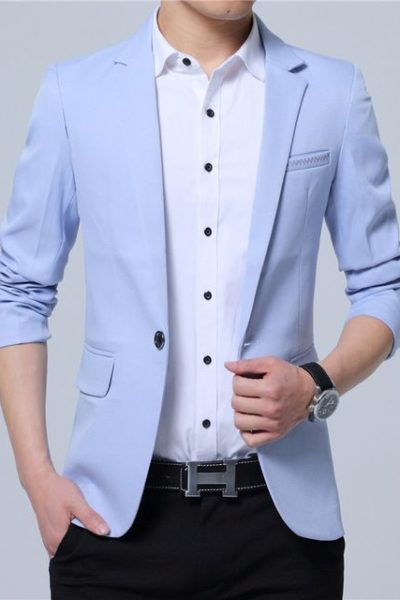 Đồng Phục Công Sở-Áo Vest Nam Màu Xanh Nhạt 82