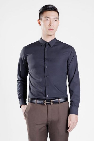 Đồng phục công sở – Áo sơ mi nam dài tay màu đen 53
