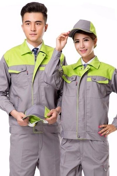 Đồng Phục Bảo Hộ Lao Động-Quần Áo Bảo Hộ Lao Động Màu Xám Phối Xanh Lá Tay Dài 98