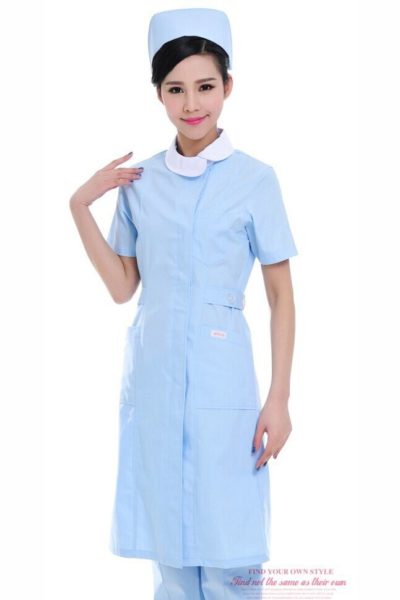 Đồng Phục Bênh Viện-Đồng Phục Y Tá Màu Xanh Phối Trắng Tay Ngắn 70