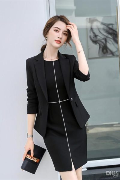 Đồng Phục Nhà Hàng Khách Sạn-Đồng Phục Quản Lý Váy Đen,Vest Đen 40