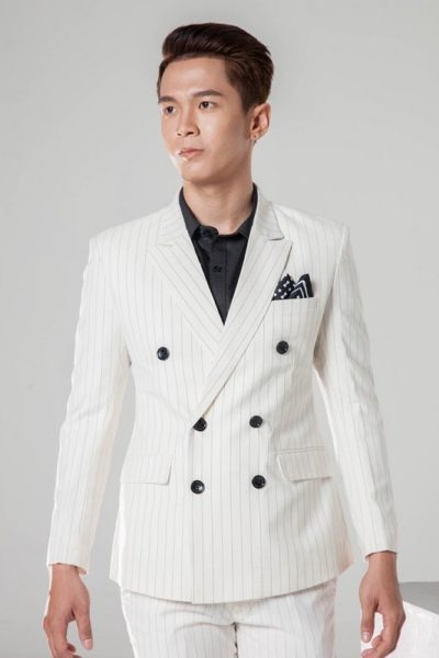 Đồng Phục Công Sở-Áo Vest Nam Màu Trắng Kẻ Sọc 97