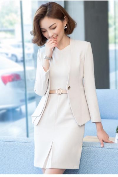 Đồng phục công sở – Áo vest nữ màu kem 114