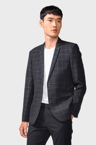 Đồng Phục Công Sở-Áo Vest Nam Màu Đen Sọc Caro 72